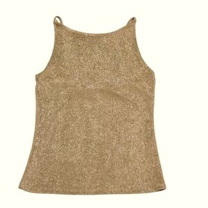 Vintage Shameless Gold Metallic High-Neck  Women's Tank Top  Size Large